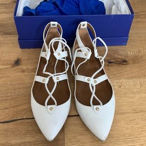 White aquazzura flats